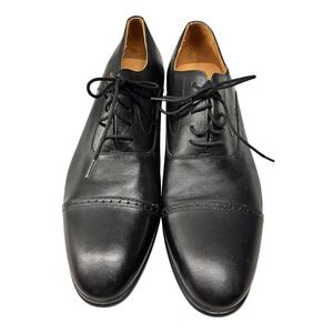 Warfield & Grand Men's 10.5 Burchett Black Leather Cap Toe Oxford Dress Shoes